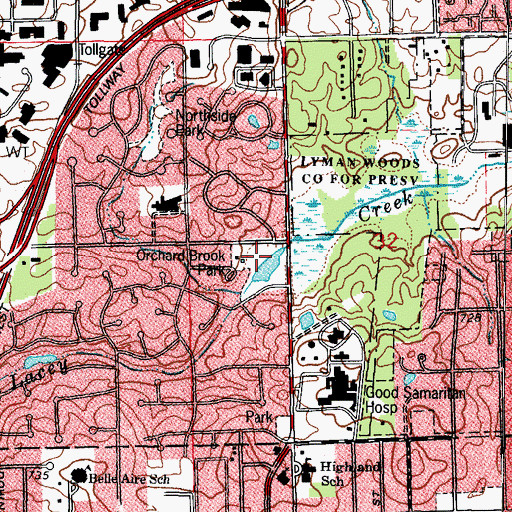 Topographic Map of Orchard Brook Park, IL
