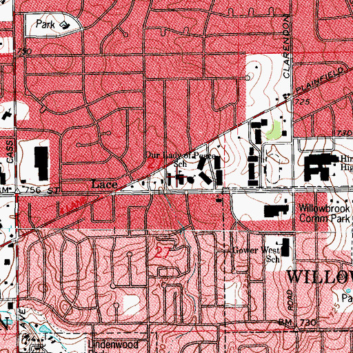 Topographic Map of Our Lady of Peace School, IL