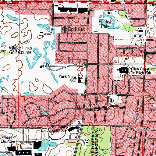 Topographic Map of Park View Elementary School, IL