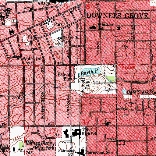 Topographic Map of Patriots Park, IL