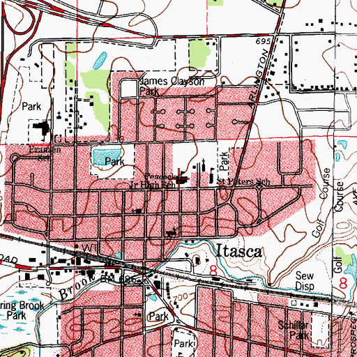 Topographic Map of F E Peacock Middle School, IL