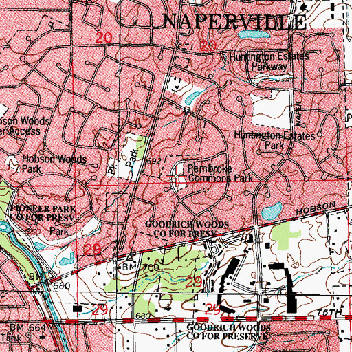 Topographic Map of Pembroke Commons Park, IL