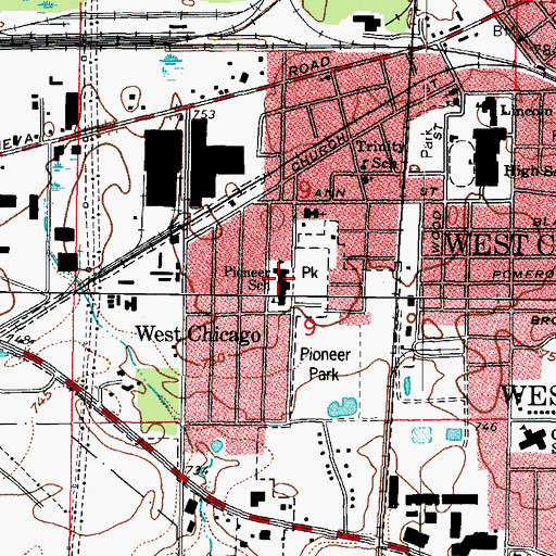 Topographic Map of Pioneer Elementary School, IL