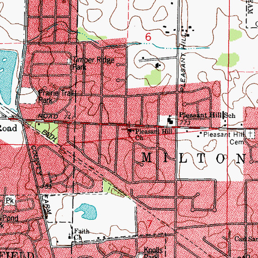 Topographic Map of Pleasant Hill Community Church, IL