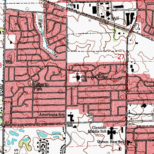 Topographic Map of Pheasant Ridge Primary School, IL