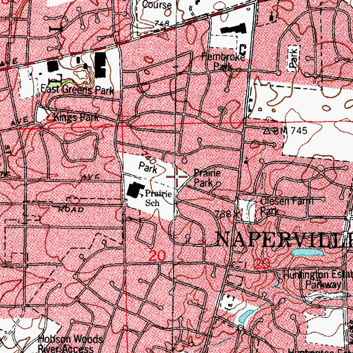 Topographic Map of Prairie Park, IL