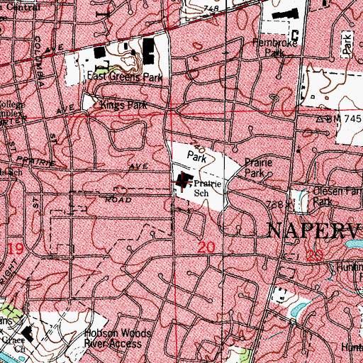 Topographic Map of Prairie Elementary School, IL