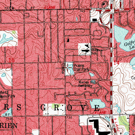 Topographic Map of Prairie Trail Park, IL
