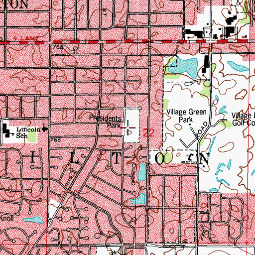 Topographic Map of Presidents Park, IL