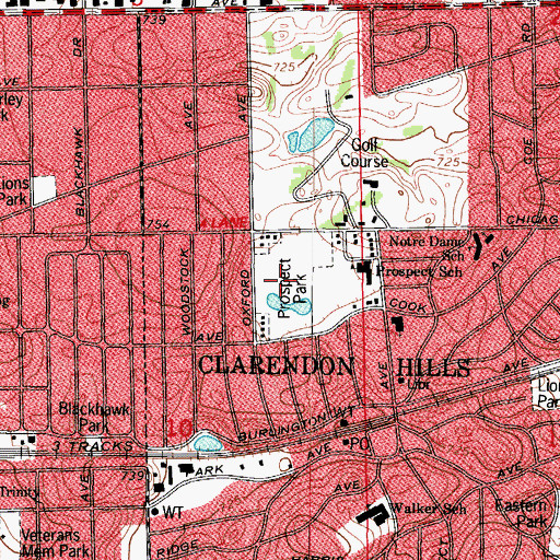 Topographic Map of Prospect Park, IL