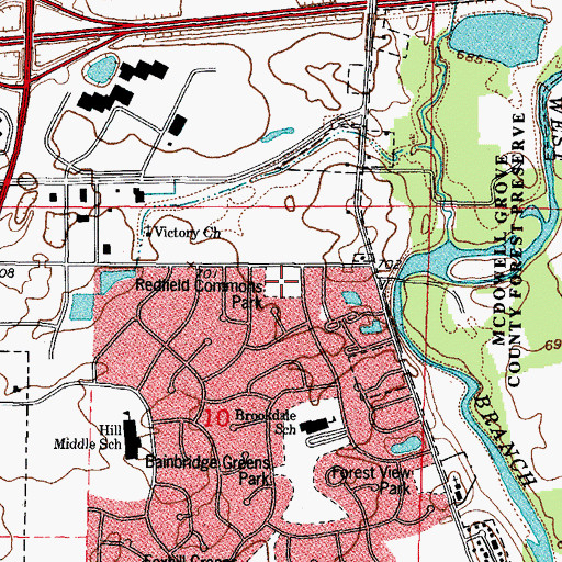 Topographic Map of Redfield Commons Park, IL