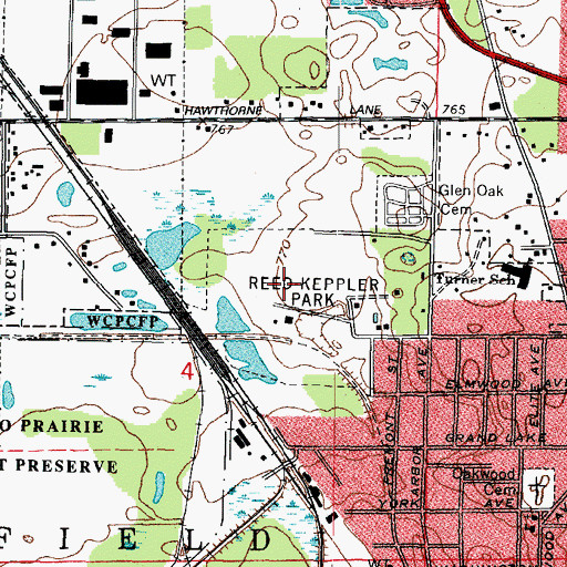 Topographic Map of Reed-Keppler Park, IL