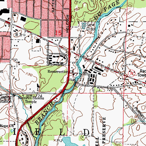 Topographic Map of Church of the Resurrection, IL