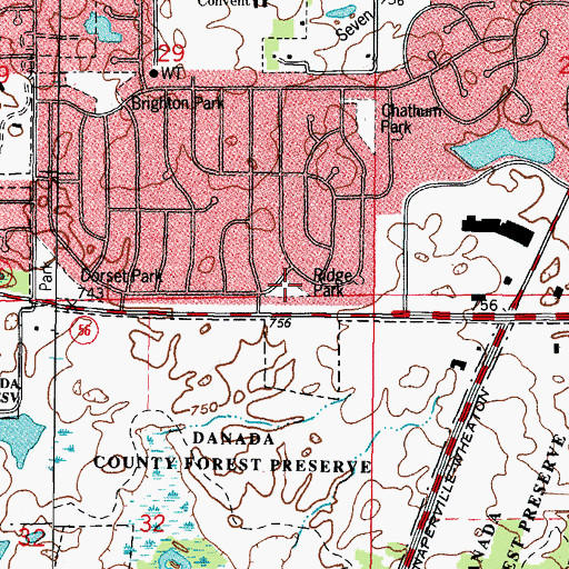 Topographic Map of Ridge Park, IL