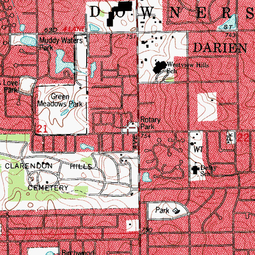 Topographic Map of Rotary Park, IL