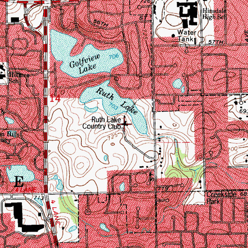 Topographic Map of Ruth Lake Country Club, IL
