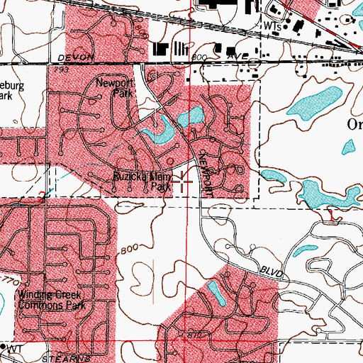 Topographic Map of Ruzicka Memorial Park, IL