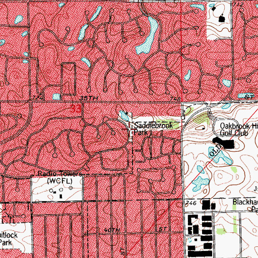 Topographic Map of Sadlebrook Park, IL