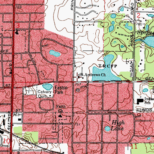 Topographic Map of Saint Andrew Lutheran Church, IL