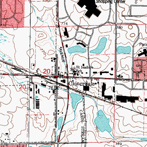 Topographic Map of Saint Isadore School, IL