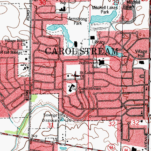 Topographic Map of Saint Lukes Church, IL