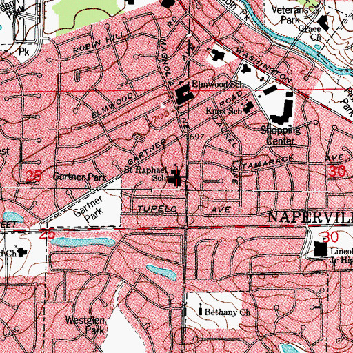 Topographic Map of Saint Raphael Catholic School, IL