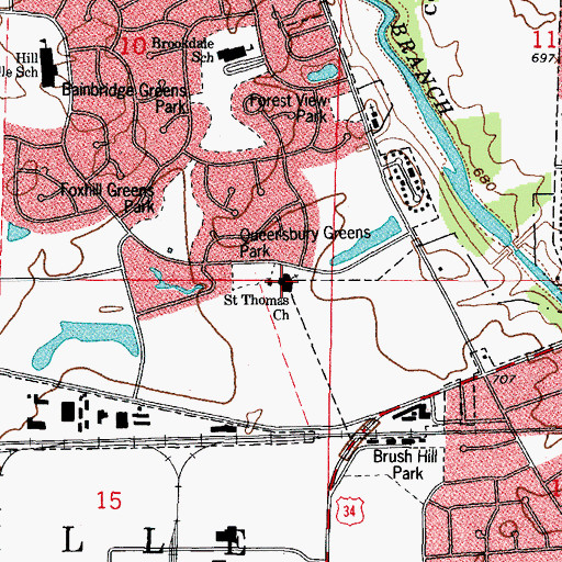 Topographic Map of Saint Thomas the Apostle Church, IL