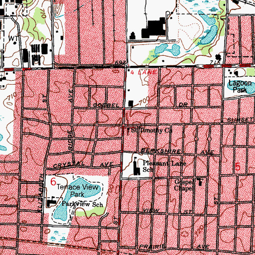 Topographic Map of Saint Timothy Evangelical Lutheran Church, IL