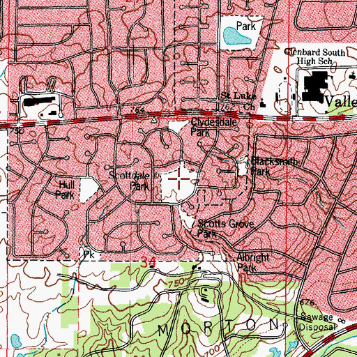 Topographic Map of Scottdale Park, IL