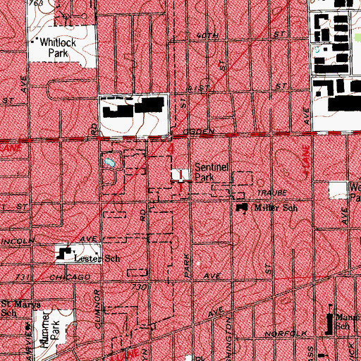 Topographic Map of Sentinel Park, IL