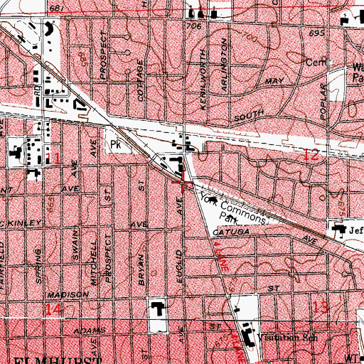 Topographic Map of South Elmhurst, IL