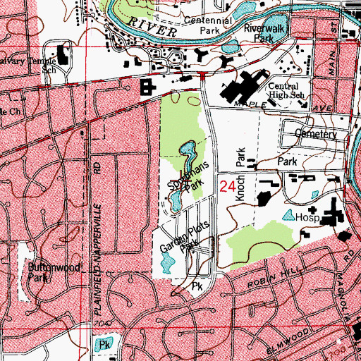 Topographic Map of Sportsmans Park, IL