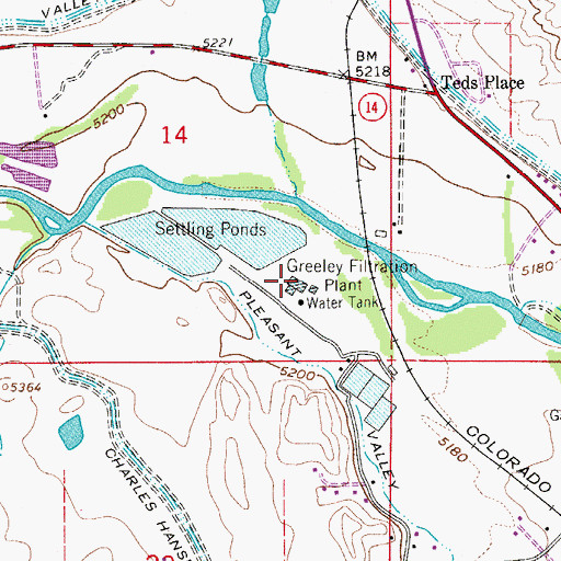 Topographic Map of Greeley Filtration Plant, CO