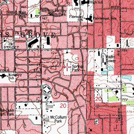 Topographic Map of Spring Park, IL