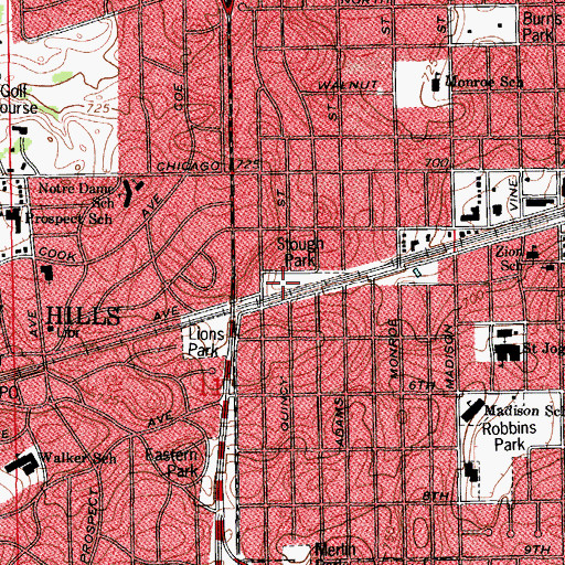 Topographic Map of Stough Park, IL