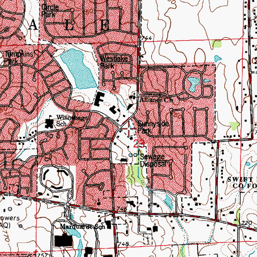 Topographic Map of Sunnyside Park, IL