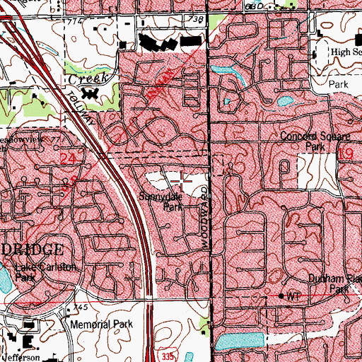 Topographic Map of Sunnydale Park, IL