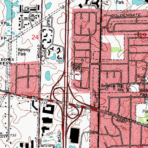 Topographic Map of Sunset Park, IL