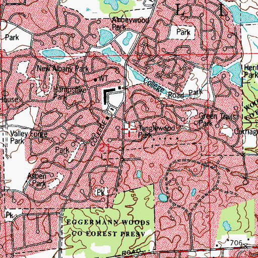 Topographic Map of Tanglewood Park, IL