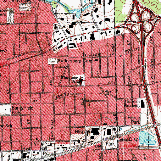 Topographic Map of The Lane Elementary School, IL