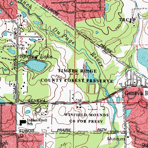 Topographic Map of Timber Ridge County Forest Preserve, IL
