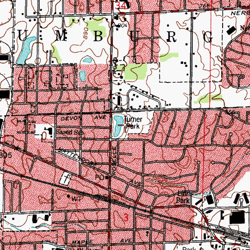 Topographic Map of Turner Park, IL