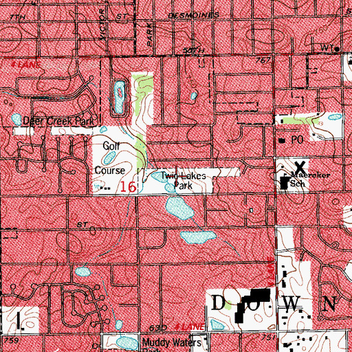 Topographic Map of Twin Lakes Park, IL