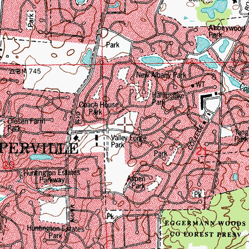 Topographic Map of Valley Forge Park, IL