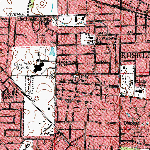 Topographic Map of Valley Park, IL