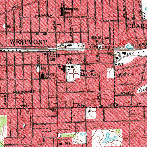 Topographic Map of Veterans Memorial Park, IL