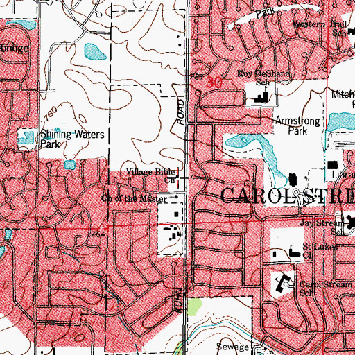 Topographic Map of Village Bible Church, IL