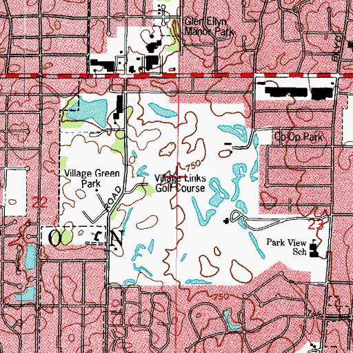 Topographic Map of Village Links Golf Course, IL