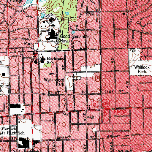 Topographic Map of Wallingford Park, IL