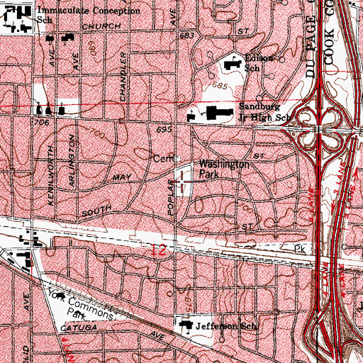 Topographic Map of Washington Park, IL